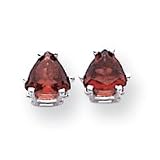 14k Garnet Diamond trillion stud earring XE93WGA