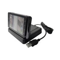 GSI Super Quality Desktop 3-In-1 Rapid Charger/Cradle/Data-Sync Docking Station For Motorola XT883, Droid 3 Cell Phone - Plus Slot For Extra Battery Charge - Powered By USB Or By Included AC Wall Adapter - Horizontal