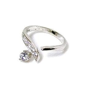 14k Elegant Round Cubic Zirconia CZ Adjustable Toe Ring in White Gold by JewelryWeb