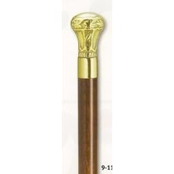Walking Cane - Regal Brass Knob. This walking stick cane has a regal brass knob handle and a hardwood walnut shaft. This walking aid is 36" long and has a weight capacity of 250 lbs.