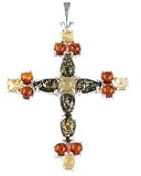Large Multi Colored Amber Cross