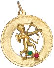 Cupid in Open Circle, 14K Gold Charm