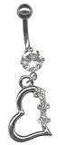 Sparkling Heart Belly Button Ring-14 Gauge 3/8 Inch Titanium