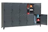Heavy Duty Personnel Locker Double Tier 122x24x78 10 Door Assembled Gray