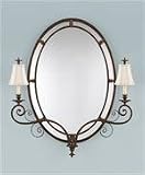 Murray Feiss MR1075FG 42-inch by 38-inch Tres Chic Belle Fleur
Two-Light Decorative Mirror, Firenze Gold and beige soft lined
linen shades