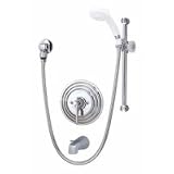 Symmons Temptrol pressure balancing mixing valve with lever handle, integral service stops, wall/hand shower with flexible metal hose and diverter tub spout C 96 400 B30 V X 215BXWgM4wL. SL160 Symmons Temptrol pressure balancing mixing valve with lever handle, integral service stops, wall/hand shower with flexible metal hose and diverter tub spout C 96 400 B30 V X