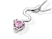 Silver and Pink Cubic Zirconia Heart Bolt of Lightening Pendant and Chain