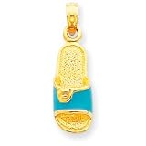 14k Aqua Enameled Sandal Pendant