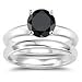 1.00 Ct Black Diamond Engagement Ring Set in