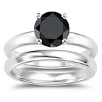 1.00 Ct Black Diamond Engagement Ring Set in Sterling Silver