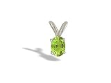 14K White Gold Genuine Oval Peridot Pendant
