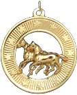 Horses on Open Star Disc, 14K Gold Charm