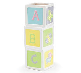 Baby Blocks Decorative Stacked Vase with Colorful Design Adorable Nursery Decor