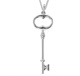 Sterling Silver Diamond/ April Birthstone Large Key Pendant