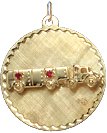 Tractor Trailer on Disc, 14K Yellow Gold Charm