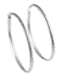 Large Textured Sterling Silver Hoop Earrings