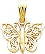 14K Gold Filigree Butterfly Charm