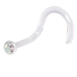 Clear BIOPLAST Crystal Aurora SWAROVSKI Nose Screw Ring