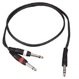 1/4 Inch Stereo Male to Two 1/4 Stereo Male - 6 in. Y cable