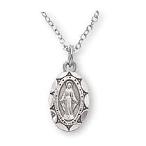 Sterling Silver Miraculous Medal and 13-Inch Chain for Children
