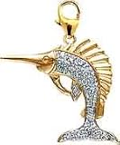 Marlin, 14K Gold Diamond Charm