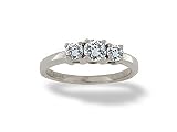 14K White Gold Genuine Round White Topaz 3-Stone Ring