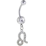 Crystalline Gem LEO Zodiac Sign Dangle Belly Ring