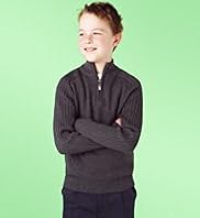 Boys Cotton Zip Neck Jumper with Stay New™
