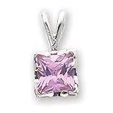 Sterling Silver Antiqued Pink CZ (Cubic Zirconia) Pendant