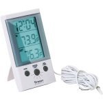 New Oregon Scientific Thermometer Clock Wired Probe Large Easy Read Lcd Displays Water Resistant