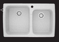 Astracast US20RWUSSK Offset Double Bowl Kitchen Sink, White