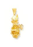 14kt Gold Irish Leprechaun with Clover Shamrock Pendant Charm