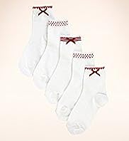 5 Pairs of Cotton Rich Assorted Contrast Trim Socks