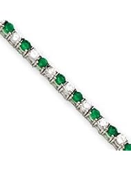 Sterling Silver Green and White CZ Bracelet