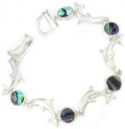 Womens Animal "Dolphin" Bracelet / Abalone / Silver Tone