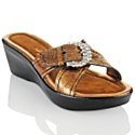 Dezario Patent Leather Slip-On Sandals with Jeweled Buckle
