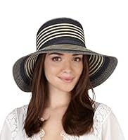 Wide Brim Striped Plaited Hat