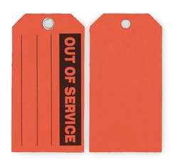 Industrial Grade 2RMV3 Production Tag, Out of Service, Pk 100