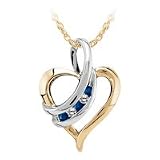 10kt. Two Tone, Sapphire & Diamond Heart Pendant