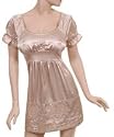 Sexy Satiny Beige Party Cocktail Mini Babydoll Dress Small
