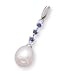 14k White Gold Blue Sapphire and Cultured Freshwater Pearl Slide