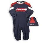New England Patriots Newborn/Infant coverall and knit cap set (Newborn Medium)