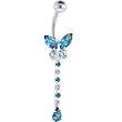 Crystal Aquamarine Gem BUTTERFLY EXTENSION Belly Ring