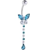 Crystal Aquamarine Gem BUTTERFLY EXTENSION Belly Ring