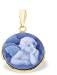 14K Yellow Gold Guardian Angel Round Agate Cameo Pendant - 5/8