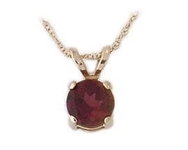 Round Garnet Pendant in 14K Yellow Gold