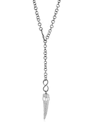 Deanna Hamro Atelier "Y" Crystal Silver Shade Pave Horn Adjustable Necklace