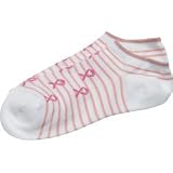 K-Bell Pink Ribbon No Show Sock (COLOR: White/Pink, SOCK SIZE:9 To 11)