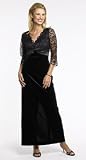 ALEX EVENING LACE/VELVET EMPIRE LONG DRESS