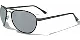 Mens Sunglasses - Mens Cobra Aviator Sunglasses With Silver Mirrored Lenses & Black Frames + Protective Case & Cleaning Cloth Affordable Sunglasses